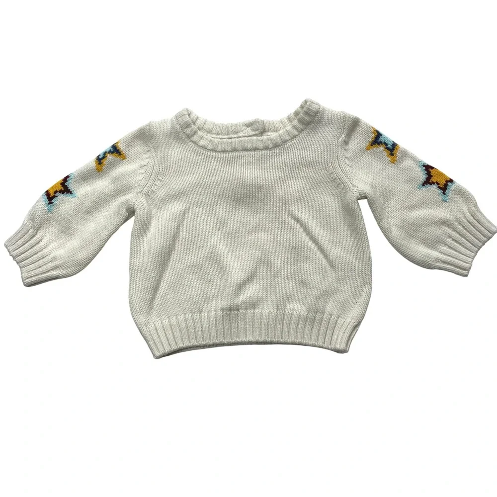 Gymboree Knit Sweater‎ Baby 0-3 Months Infant Ivory Star Knit Adorable NEW